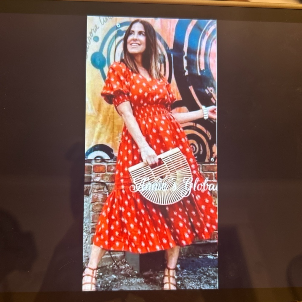Anthropologie Red Patterned Midi Dress